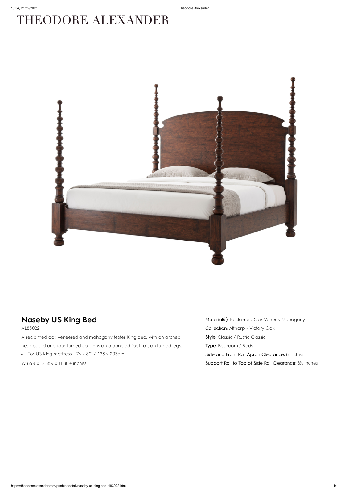 Theodore Alexander FPLJ4004 Specifications - ManualMachine.com