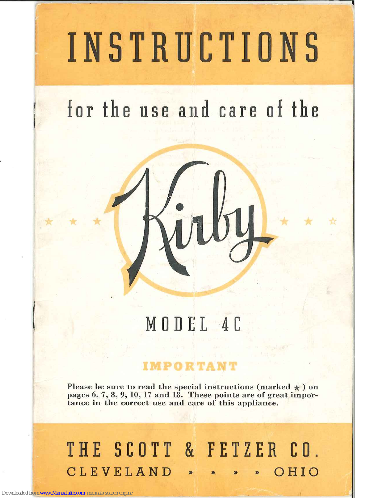 Kirby 4C Use And Care Manual