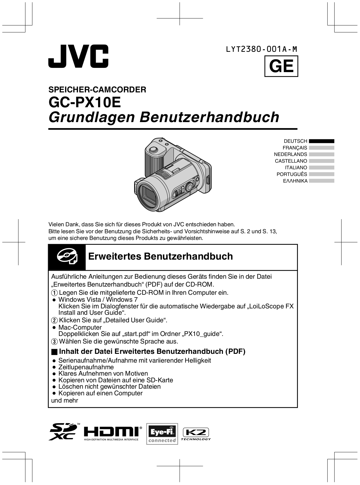 Jvc GCPX10 User Manual