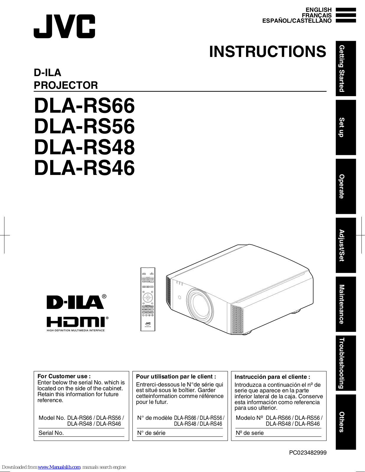 JVC D­ILA DLA­RS66, D­ILA DLA­RS56, D­ILA DLA­RS48, D­ILA DLA­RS46 Instructions Manual