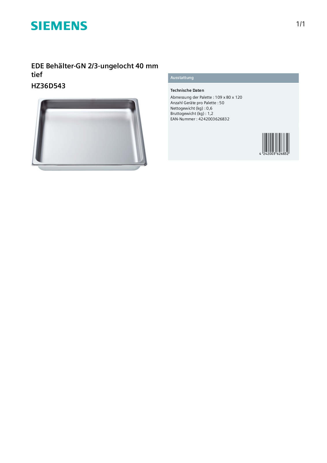 Siemens HZ36D543 User Manual