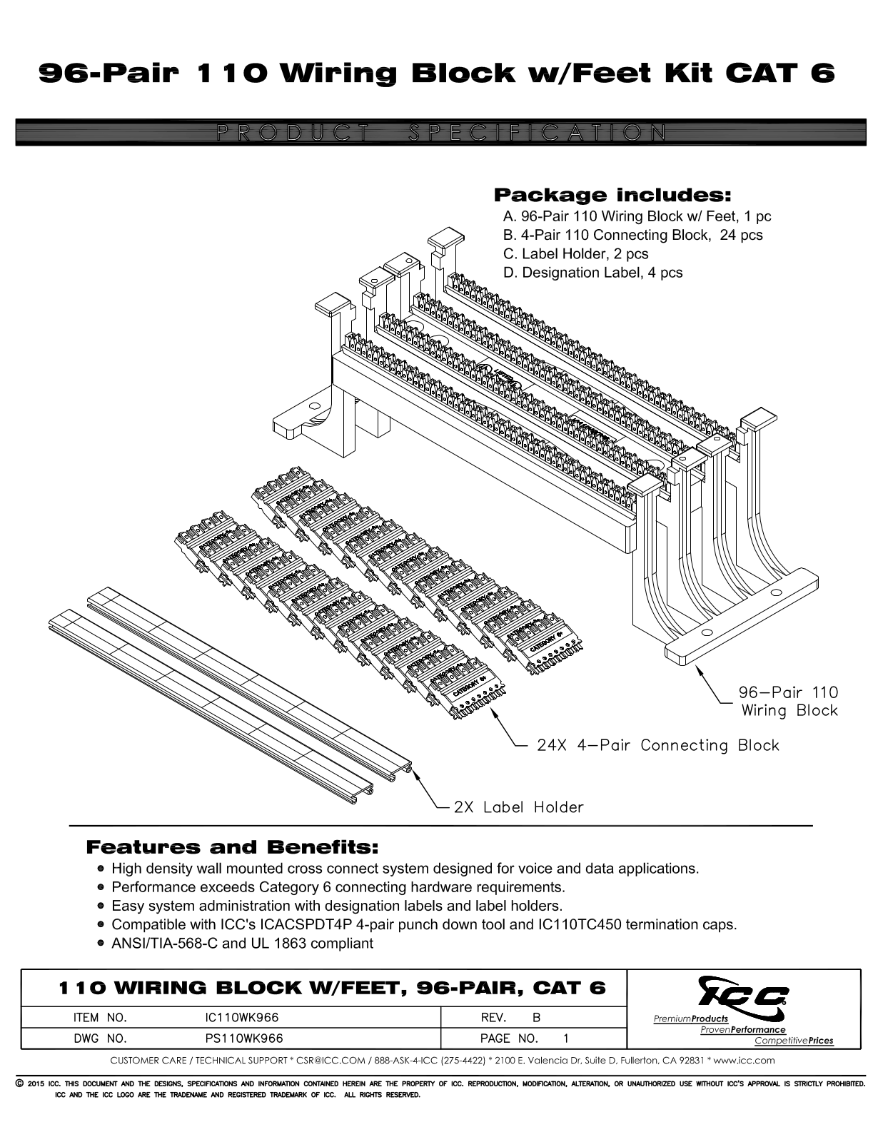 ICC IC110WK966 Specsheet