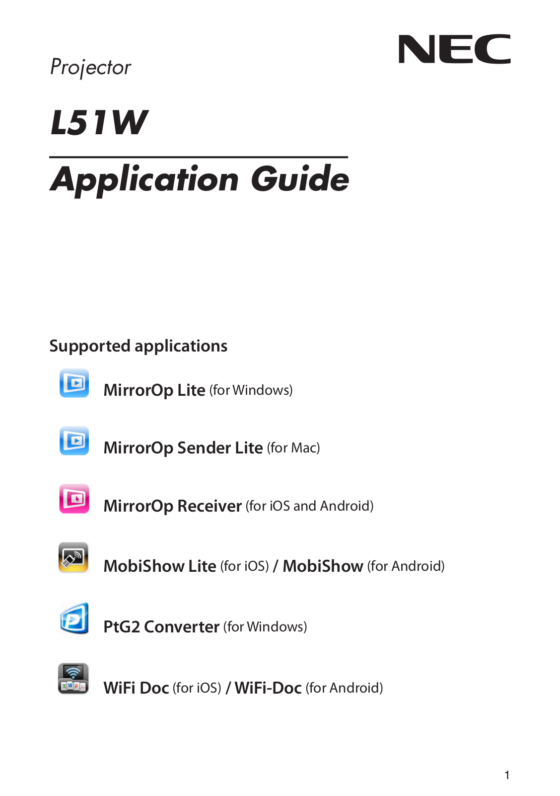 NEC L51W User Manual