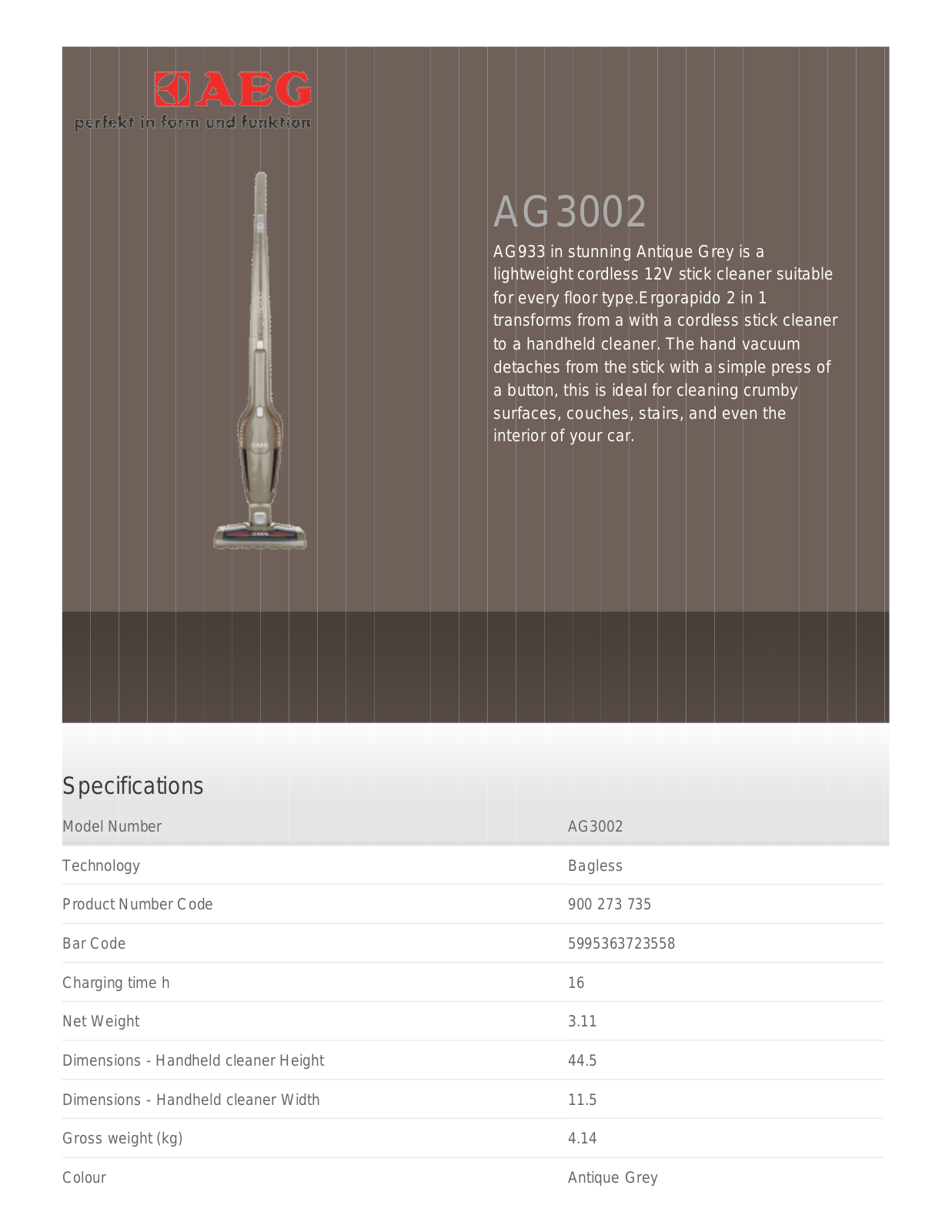 AEG AG941 User Manual