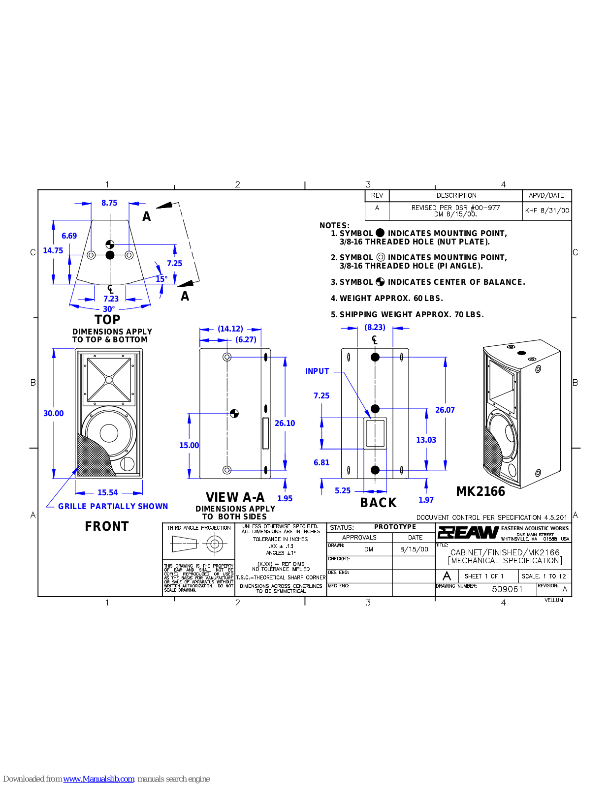 EAW MK2166 Dimensions