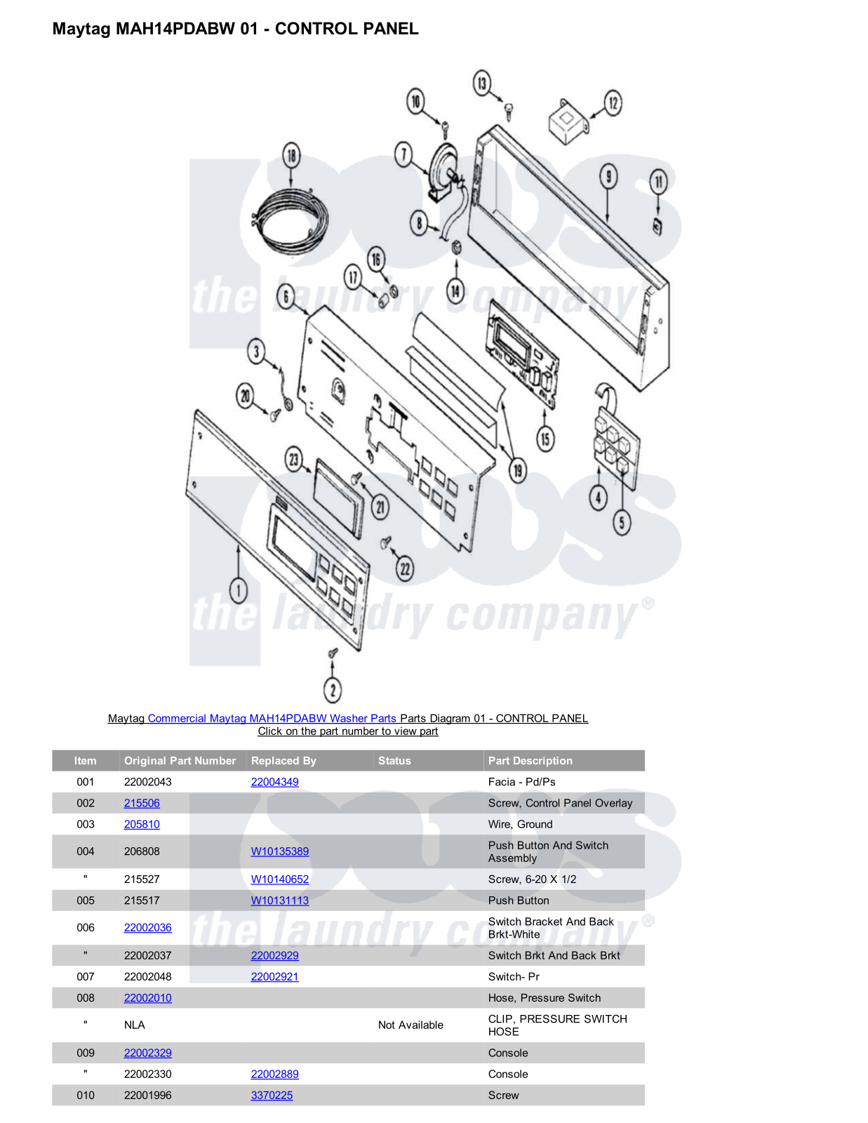 Maytag MAH14PDABW Parts Diagram