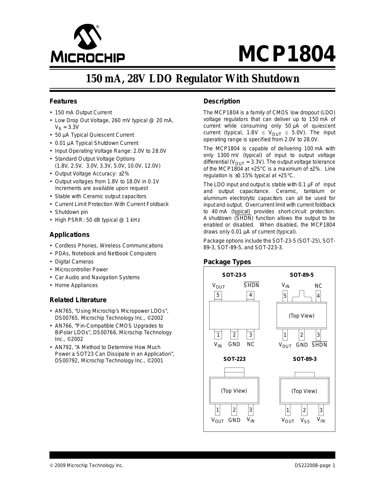 MICROCHIP MCP1804 Technical data