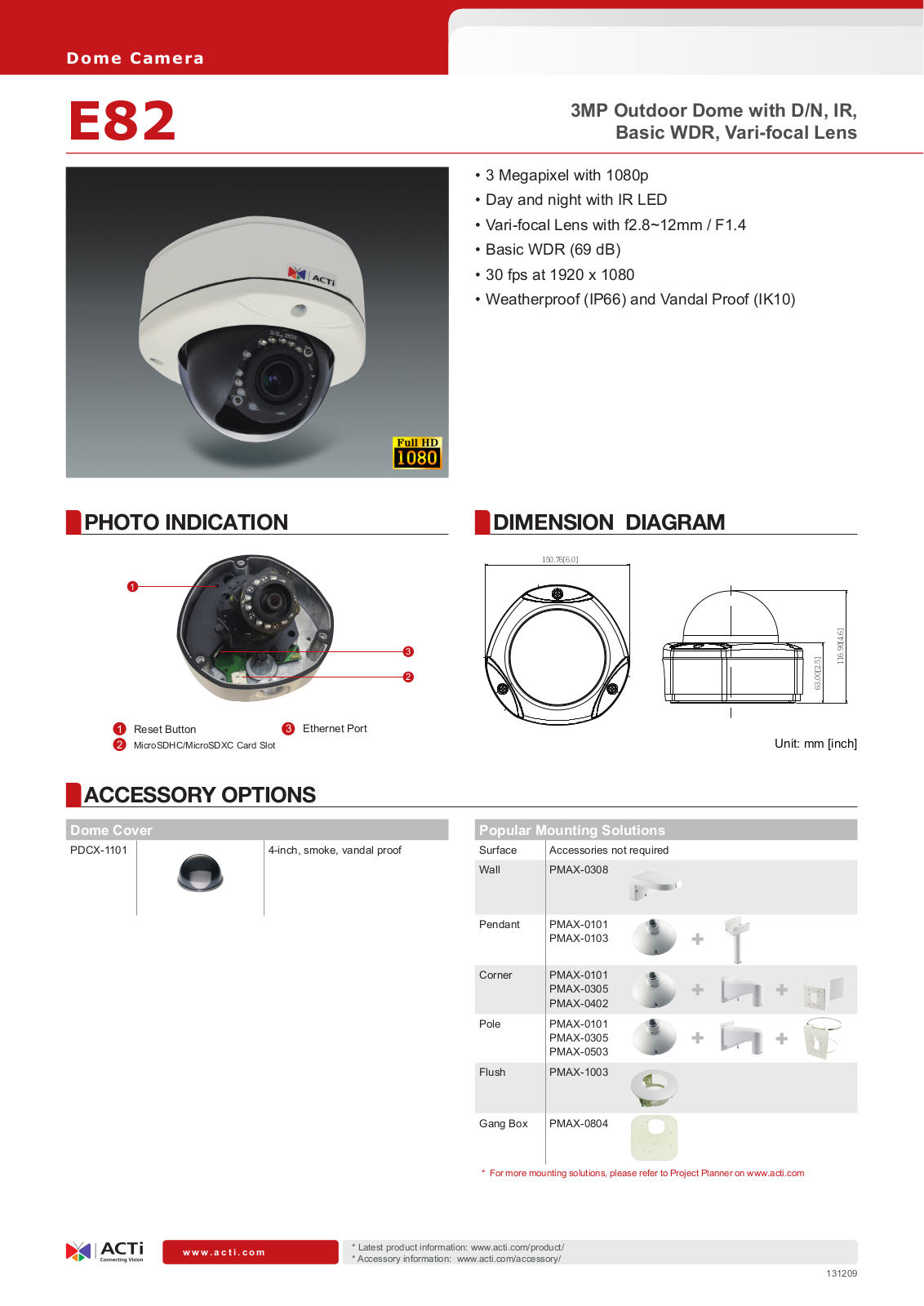 ACTi E82 Specsheet