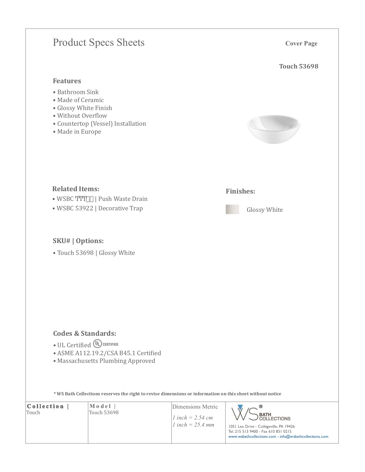 WS Bath Collections WSO3339 Specifications - ManualMachine.com