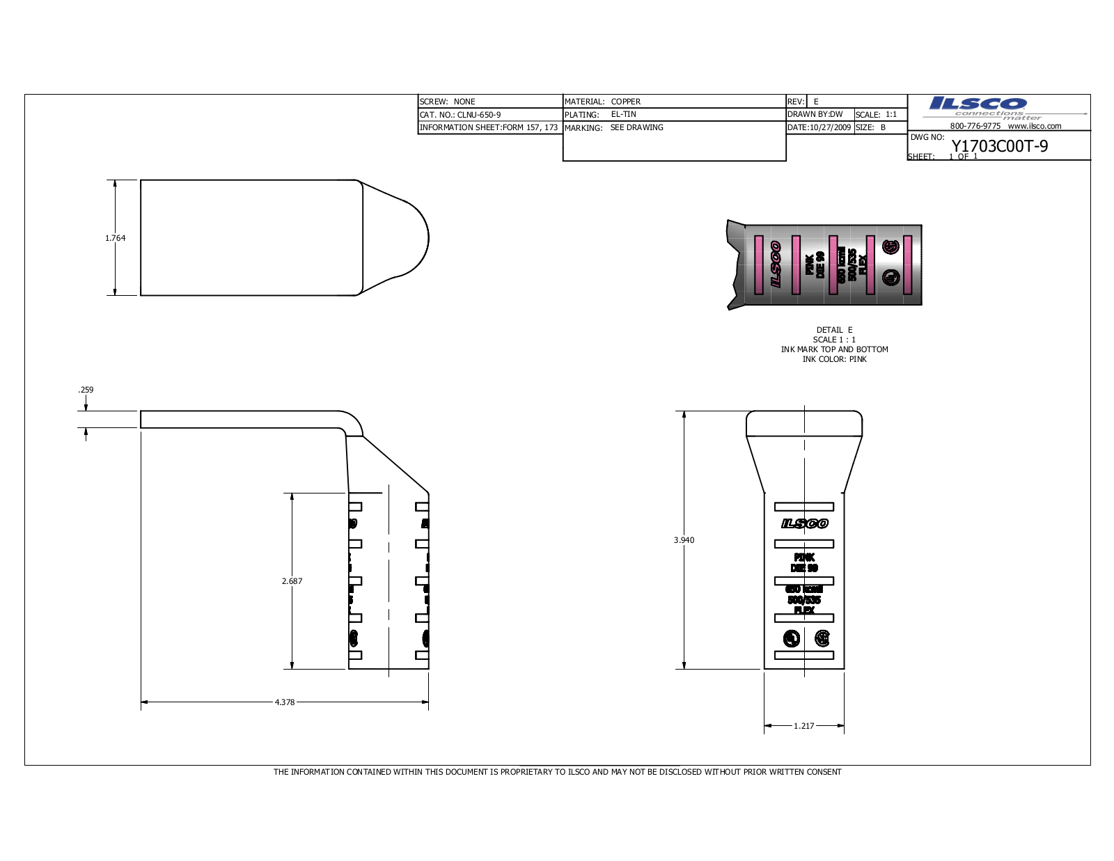 Ilsco CLNU-650-9 Data sheet