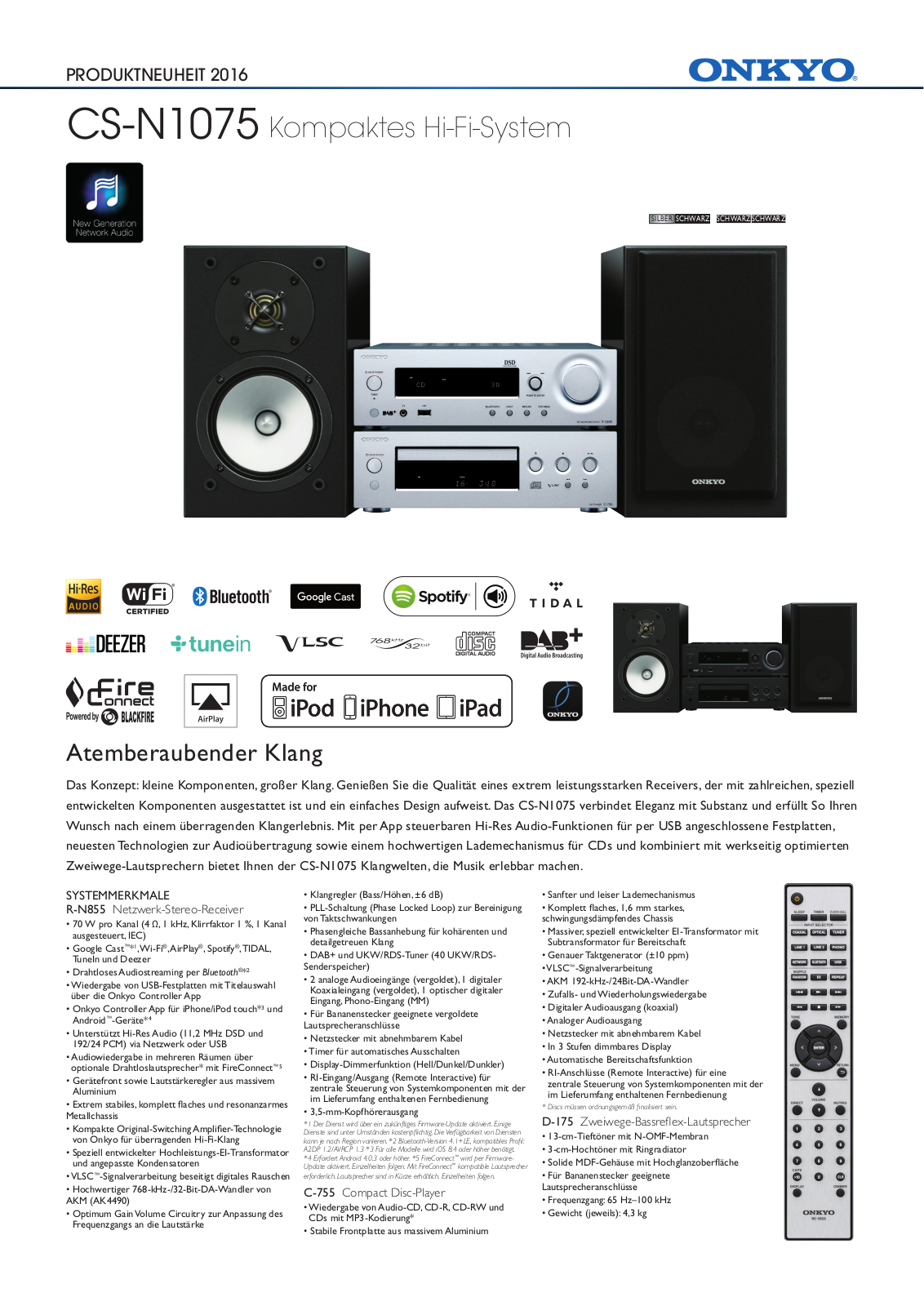 Onkyo CS-N1075 User Manual