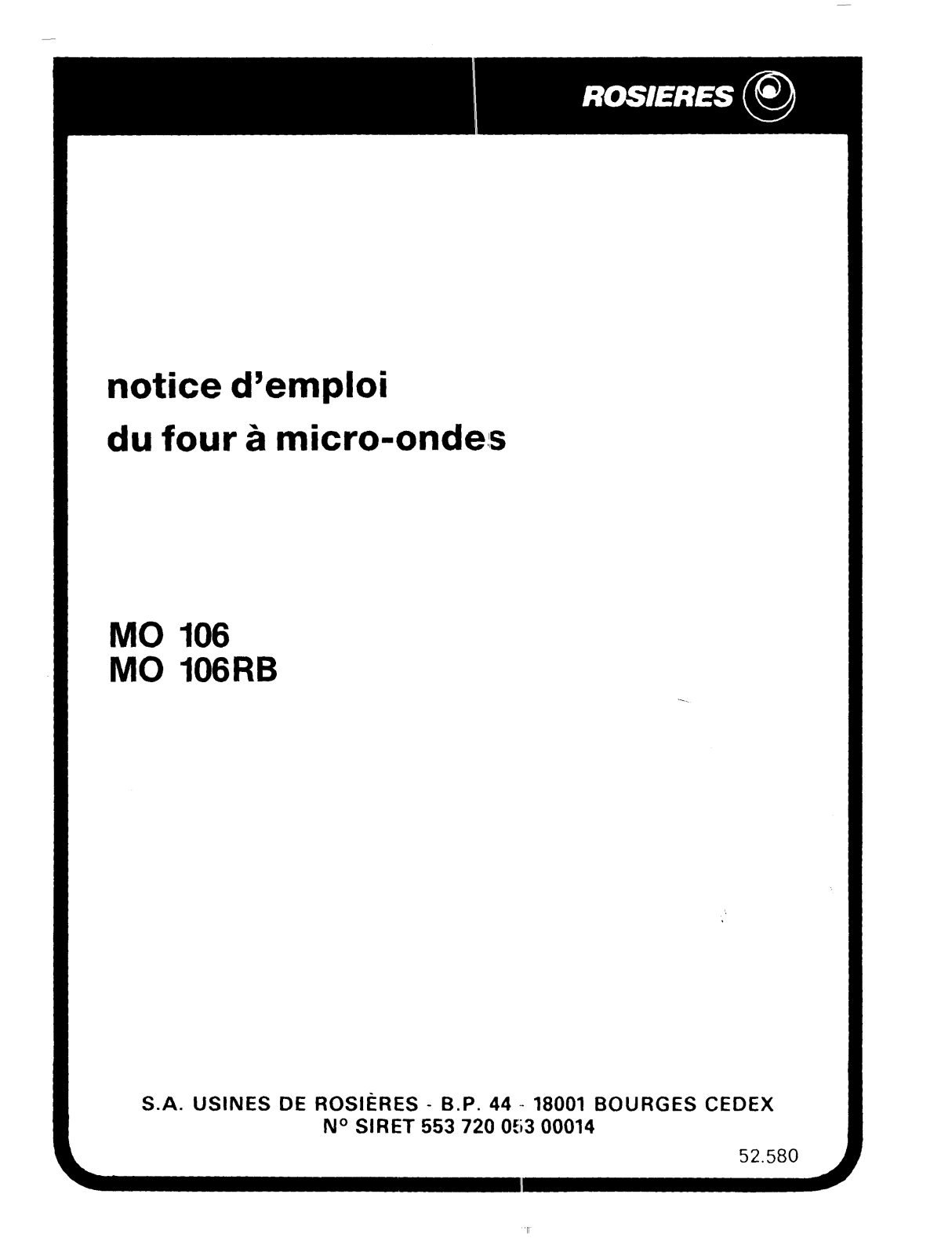 Rosieres MO 106RB, MO 106 User Manual