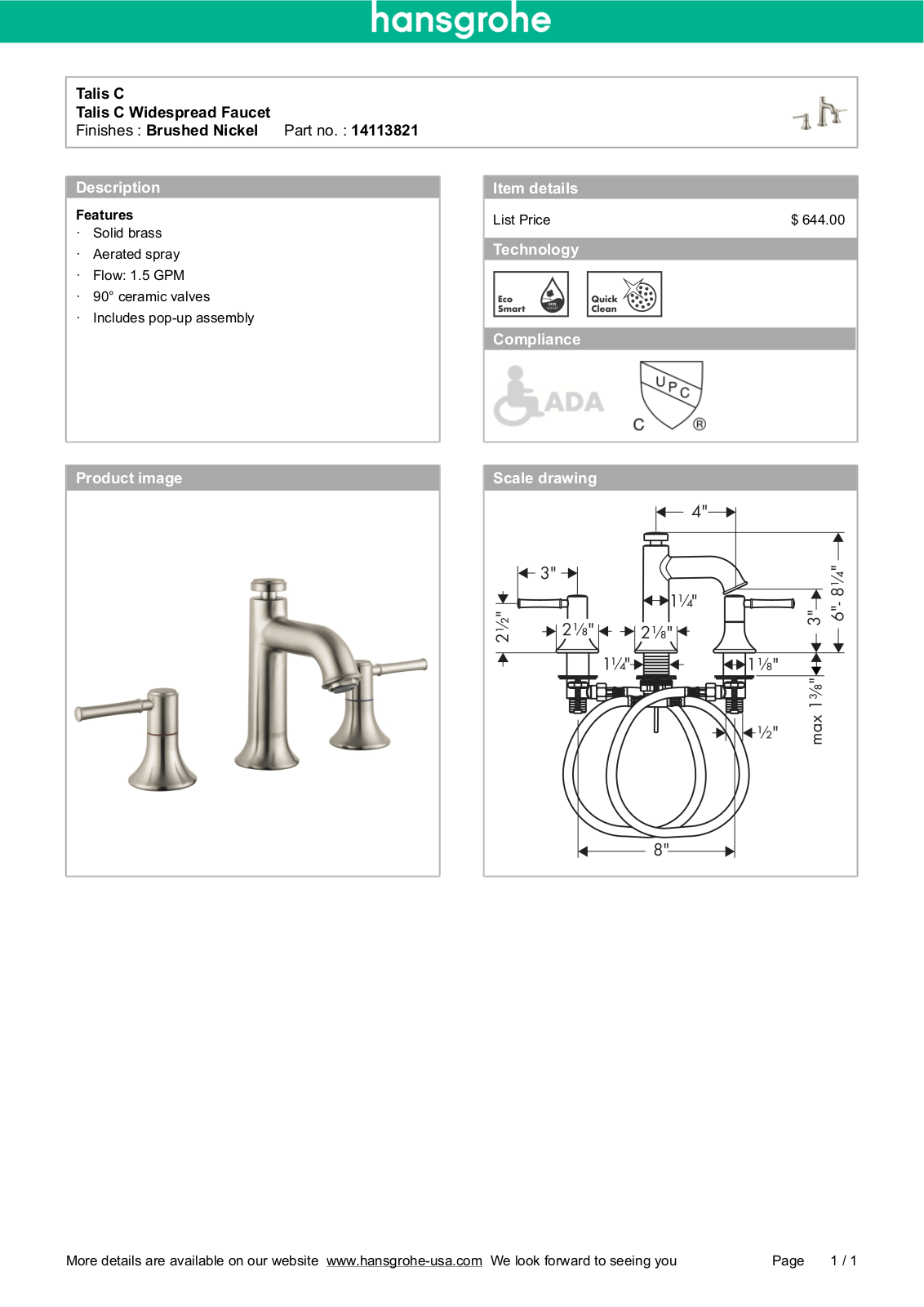 Hansgrohe HAN2696 Specifications - ManualMachine.com