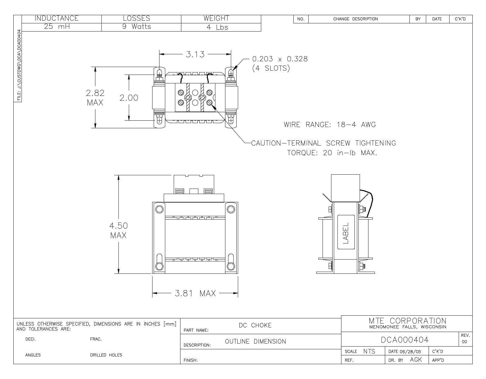 MTE DCA000404 CAD Drawings