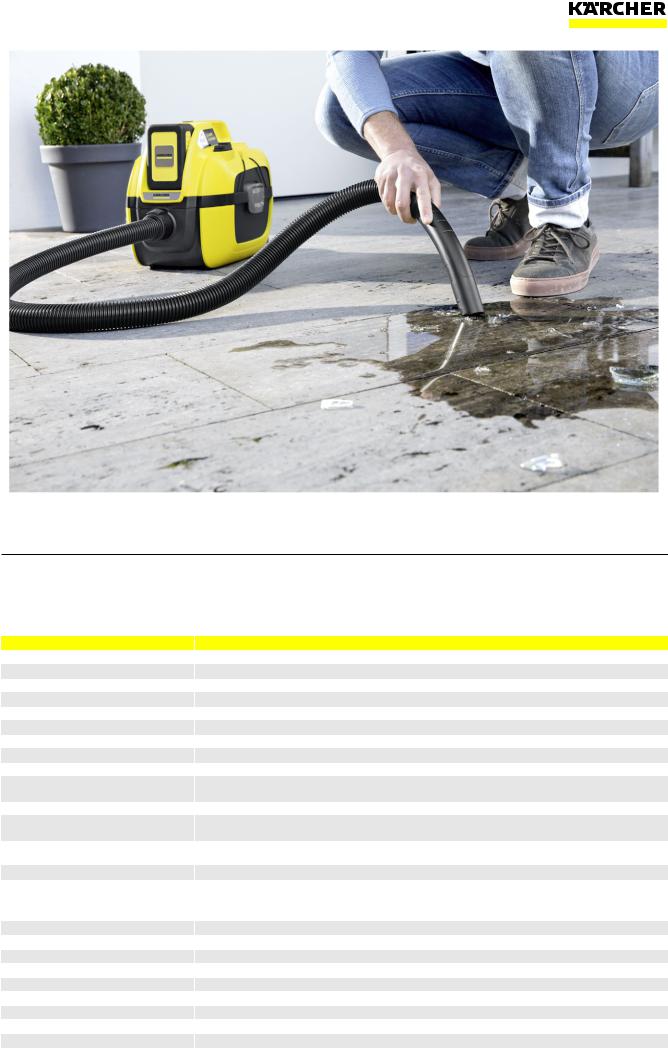 Karcher WD 1 COMPACT BATTERY SET Datasheet