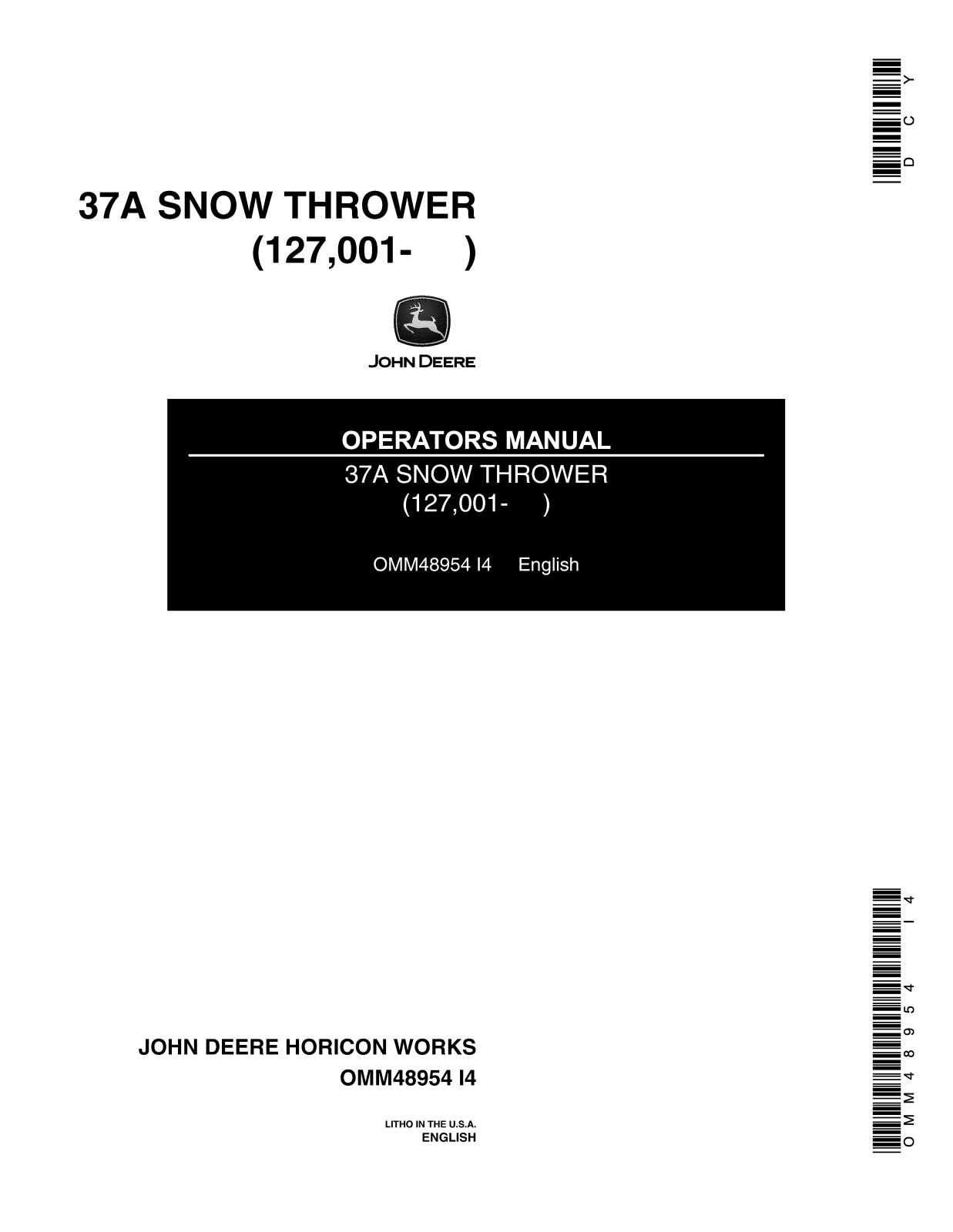 John Deere 37A Operator's Manual