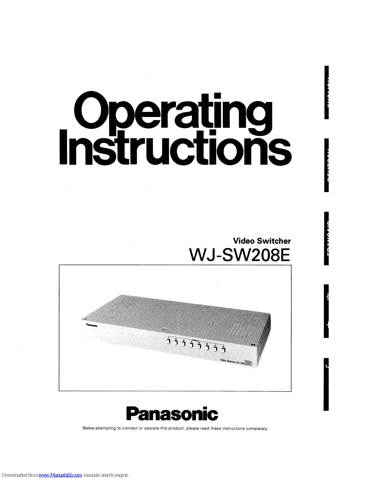 Panasonic WJ-SW208E Operating Instructions Manual