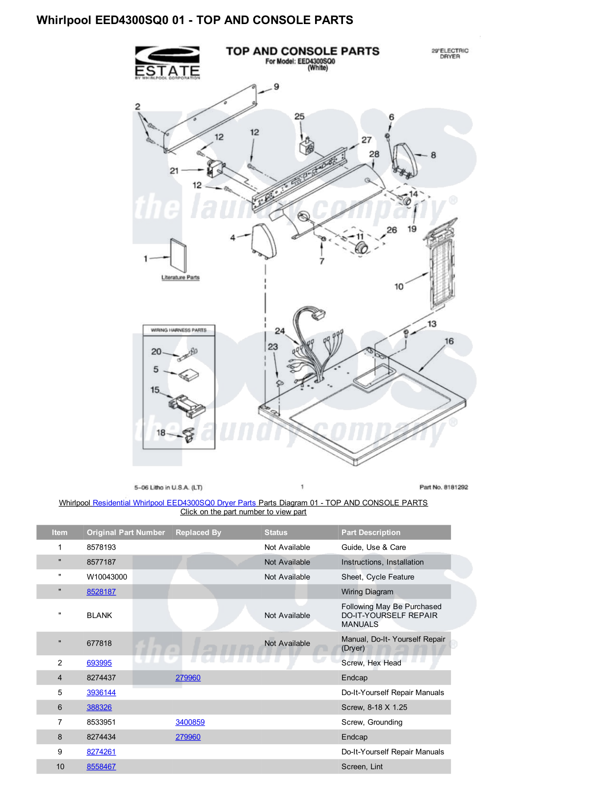 Whirlpool EED4300SQ0 Parts Diagram