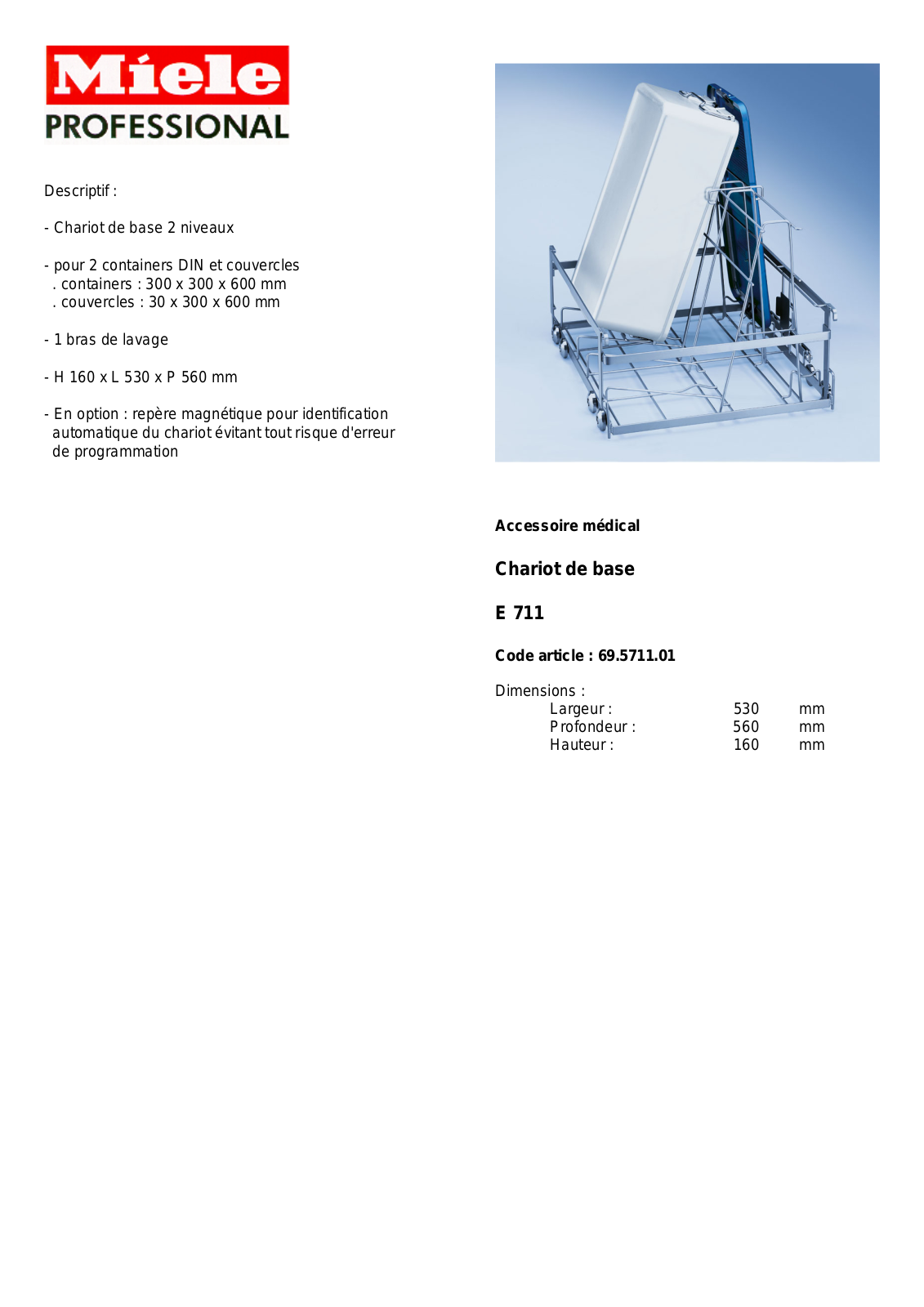 MIELE E 711 DESCRIPTIF User Manual