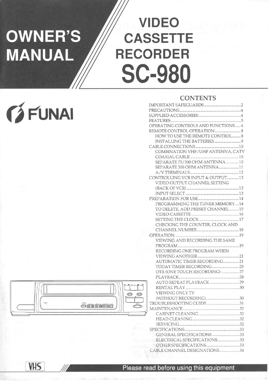 FUNAI SC-980 User Manual