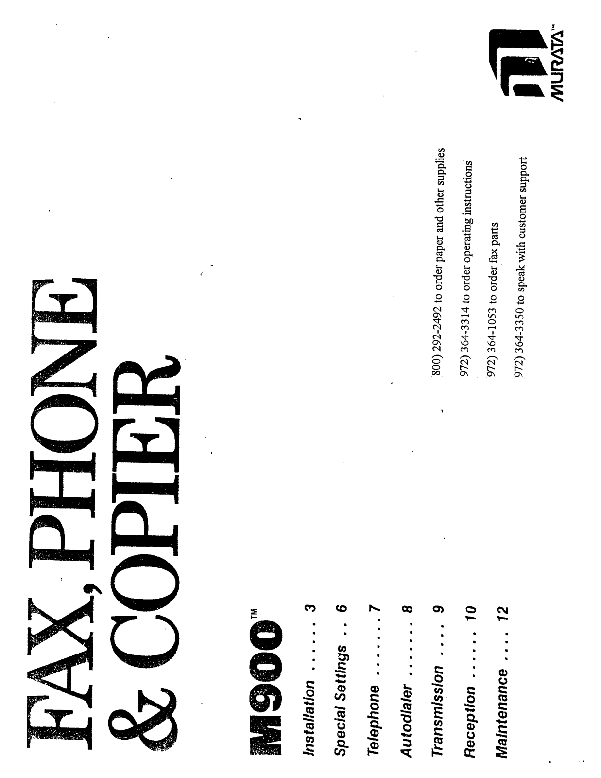 Muratec M-900 Operating Manual