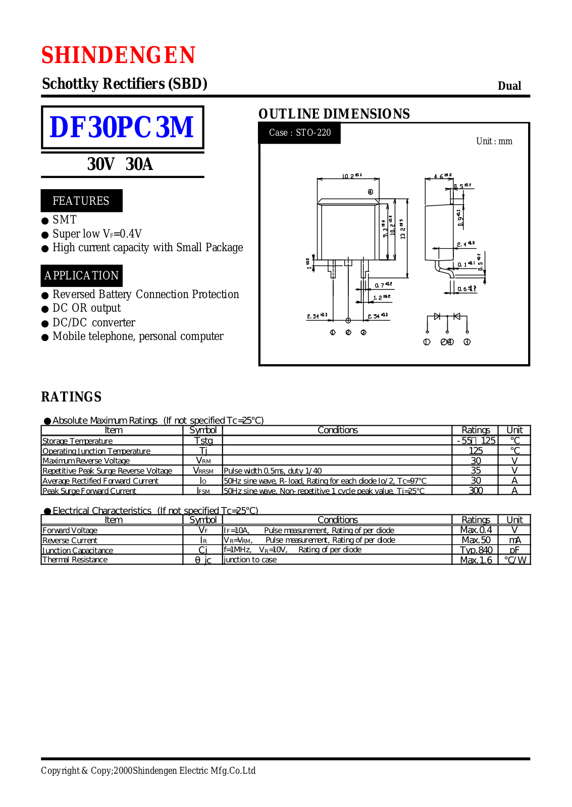 Datasheet DF30PC3M Datasheet (Shindengen) - ManualMachine.com