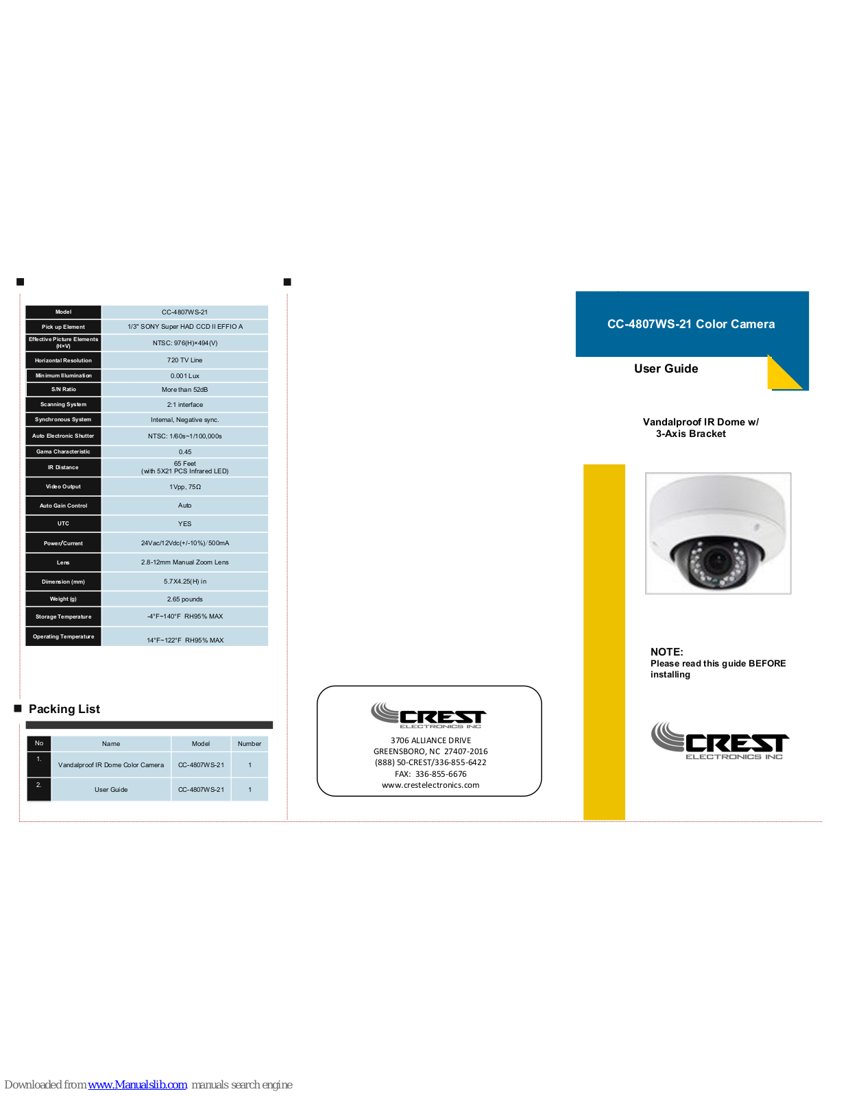 Crest Electronics CC-4807WS-21 User Manual - ManualMachine.com