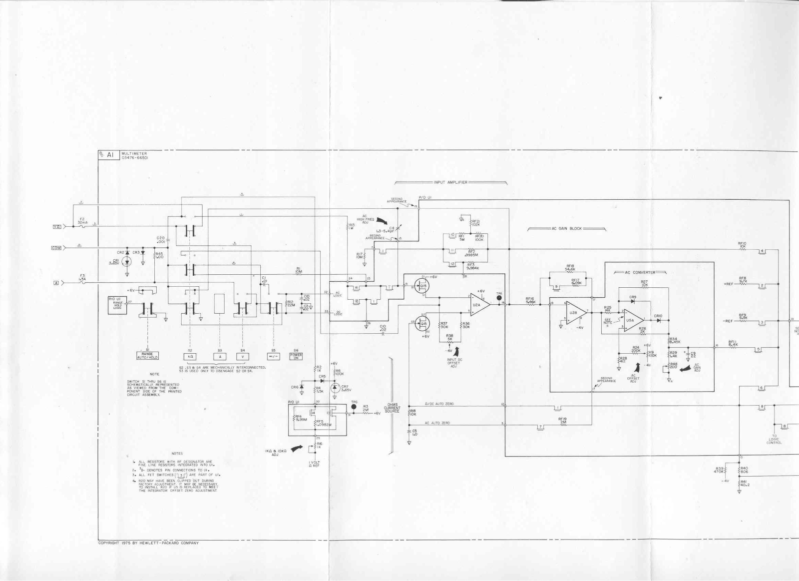 HP 3476a schematic