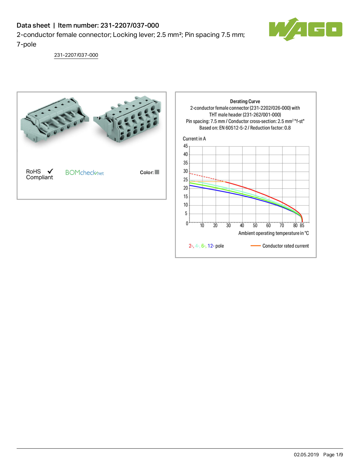 Wago 231-2207/037-000 Data Sheet