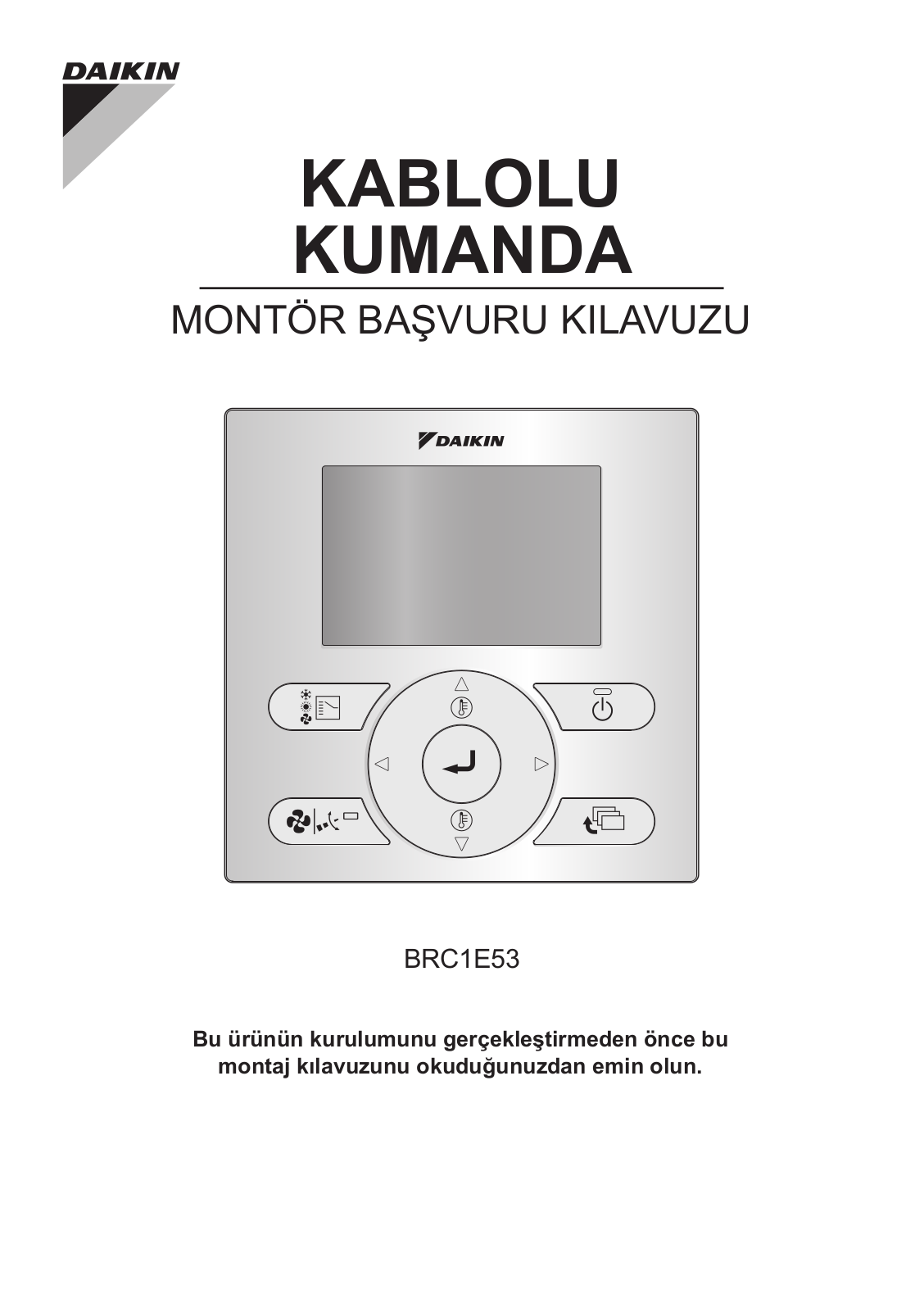 Daikin BRC1E53 Installer reference guide