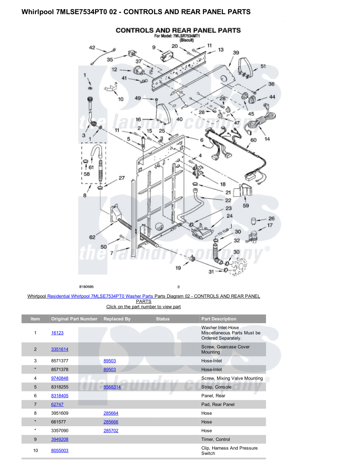 Whirlpool 7MLSE7534PT0 Parts Diagram