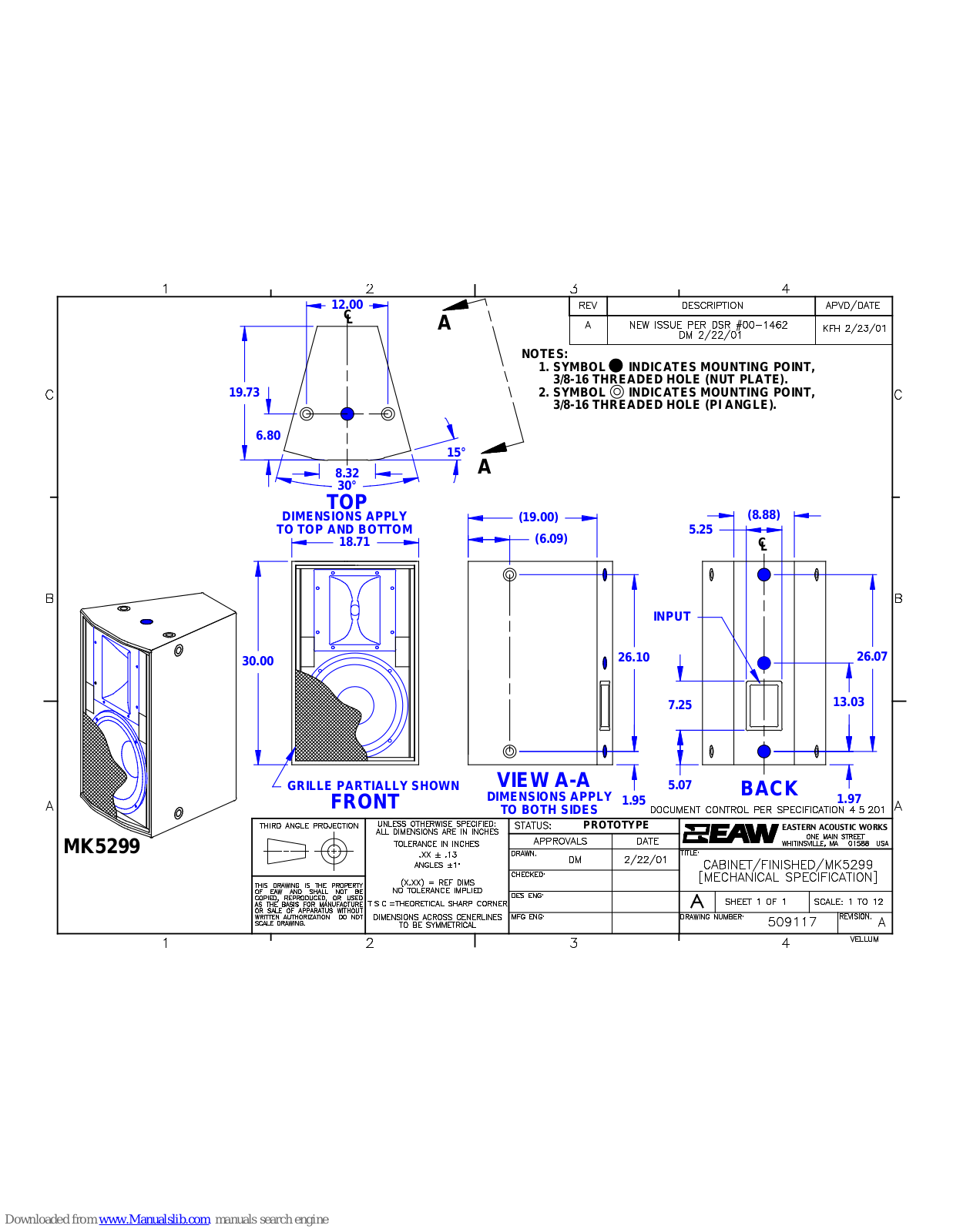 EAW MK5299 Dimensions