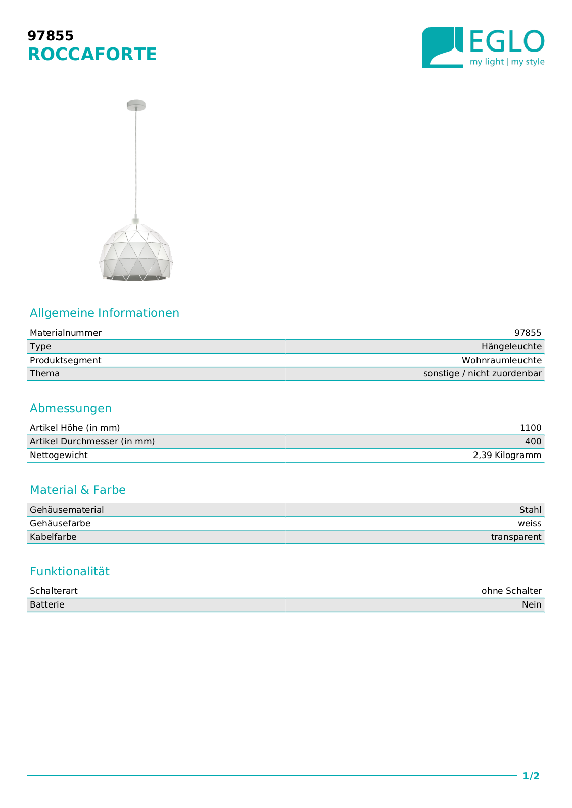 Eglo 97855 Service Manual