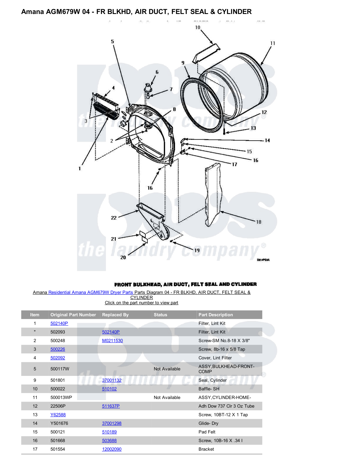 Amana AGM679W Parts Diagram