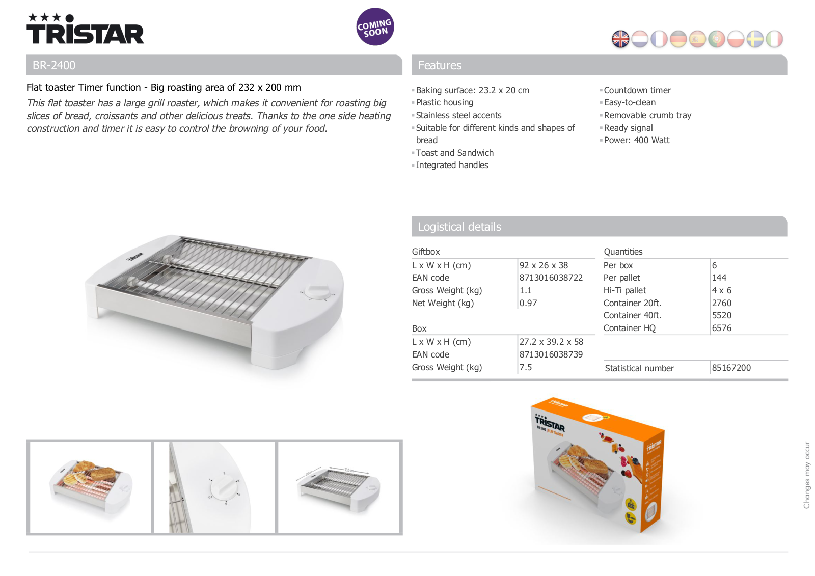 Tristar BR-2400 User Manual