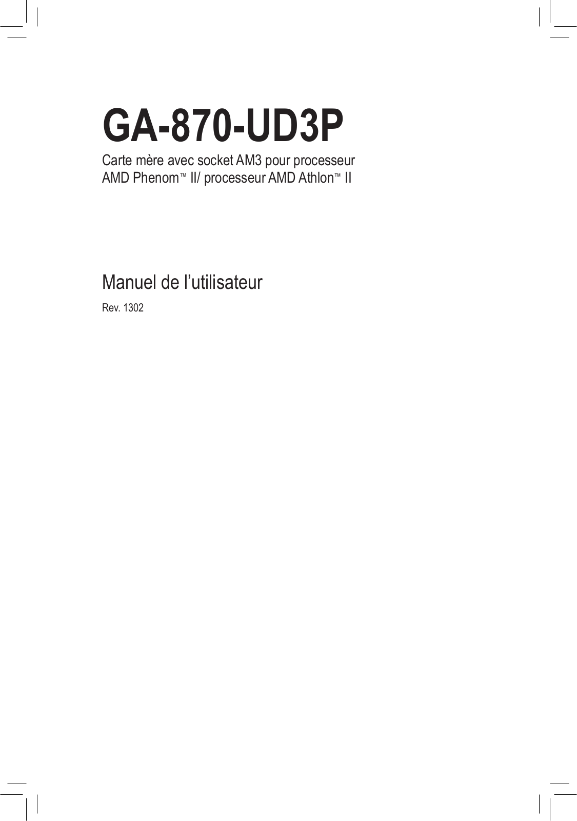 GIGABYTE GA-870-UD3P User Manual