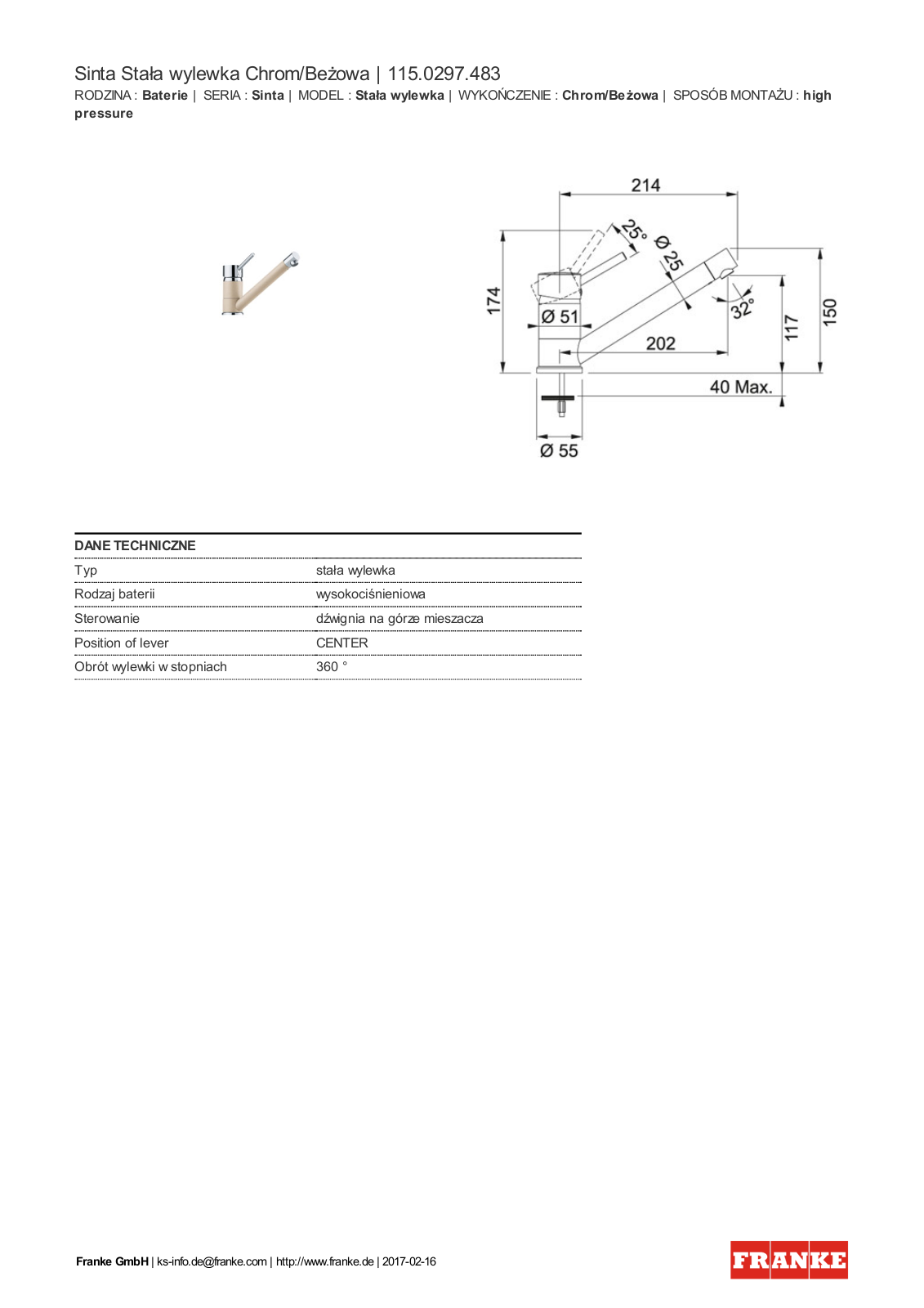 Franke 115.0297.483 Service Manual