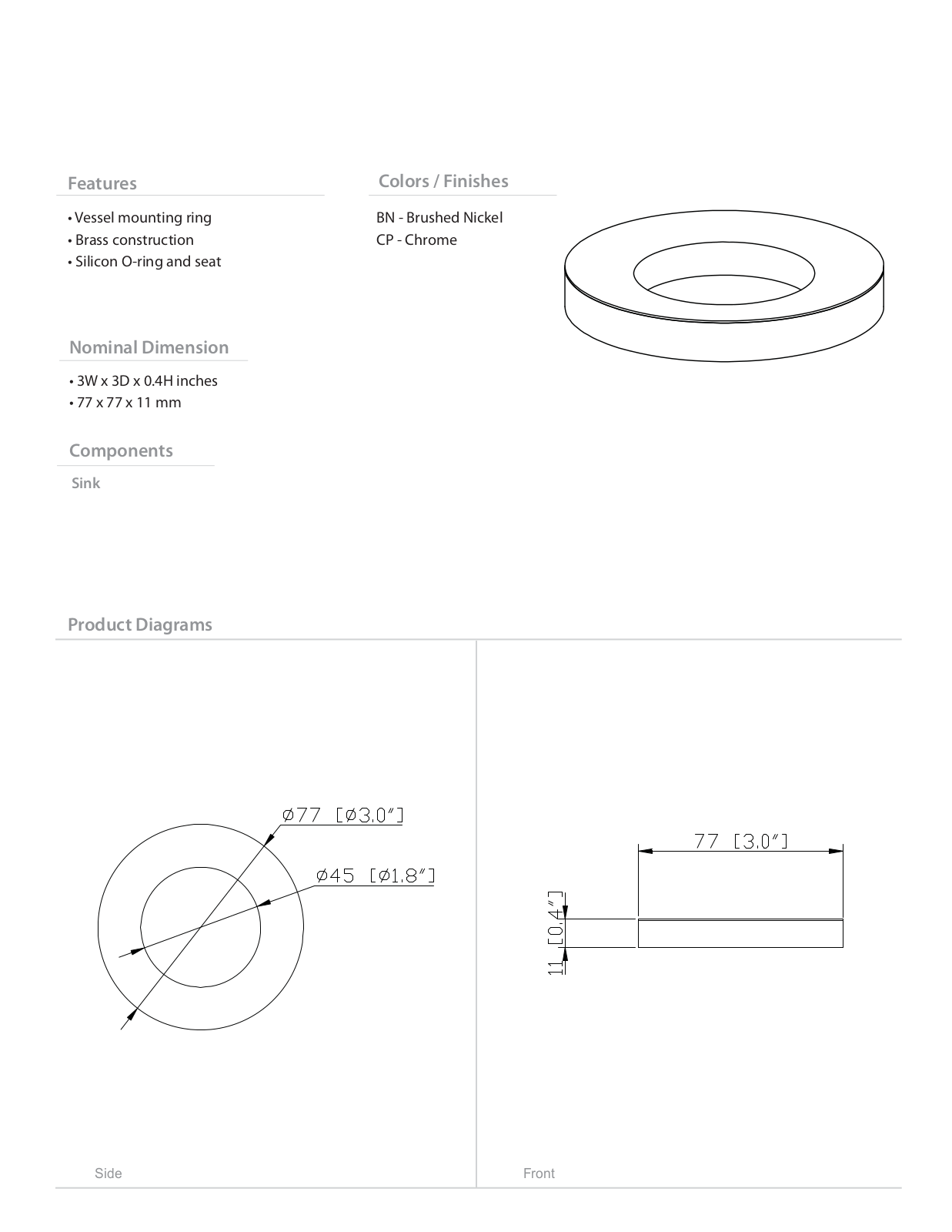 Avanity W000855954 Specifications - ManualMachine.com