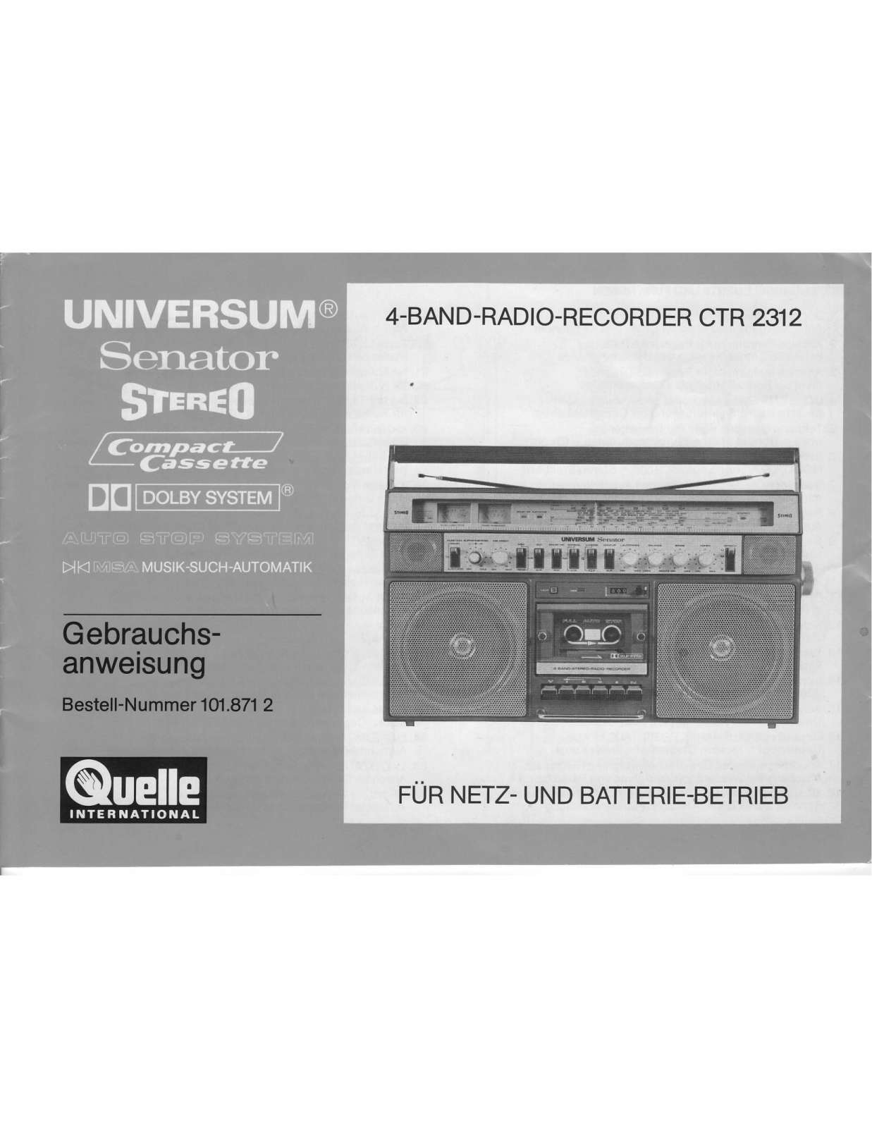 Quelle Senator RR User guide - ManualMachine.com