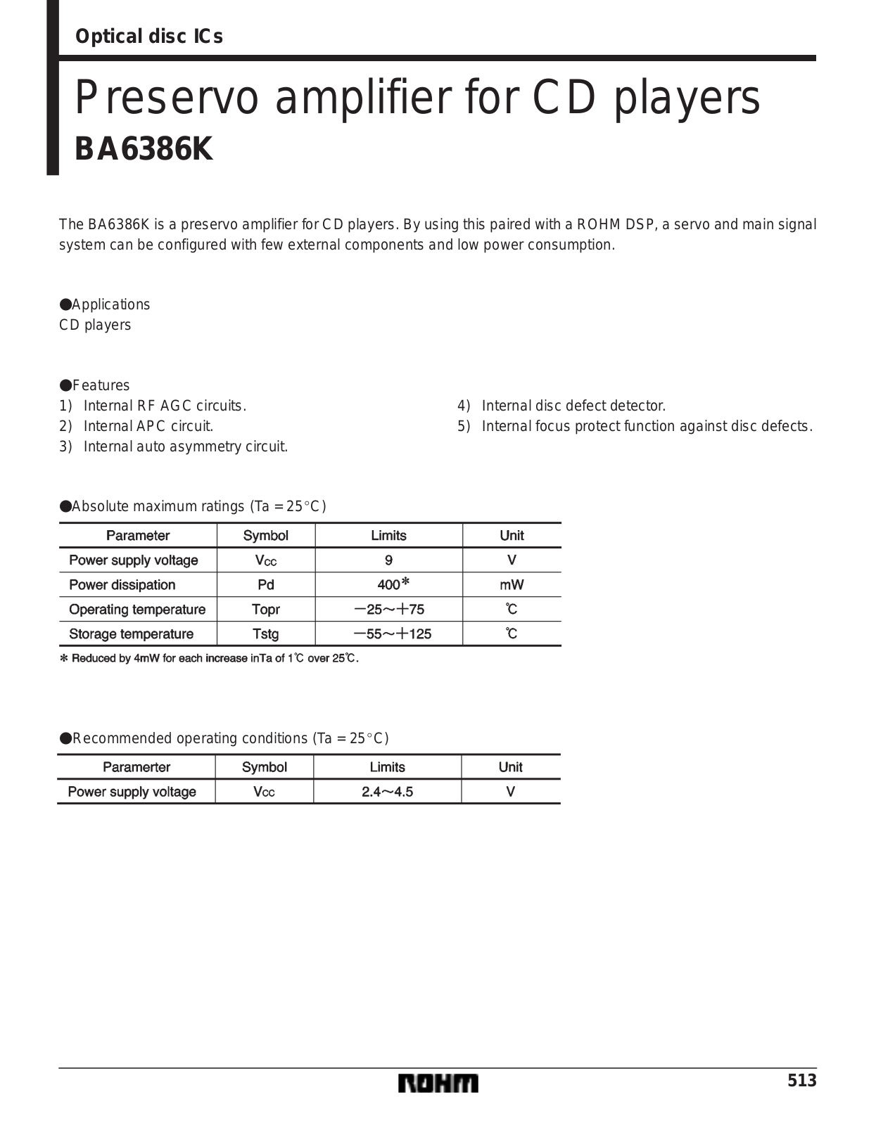 ROHM BA6386K Datasheet