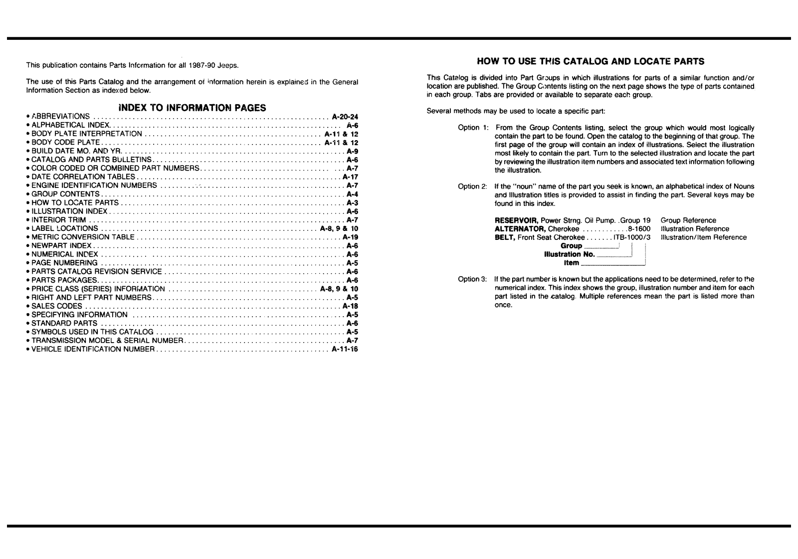 Jeep Wrangler 1988 1990, Wagoneer 1988 1990, Comanche 1988 1990, Cherokee 1988 1990 User Manual