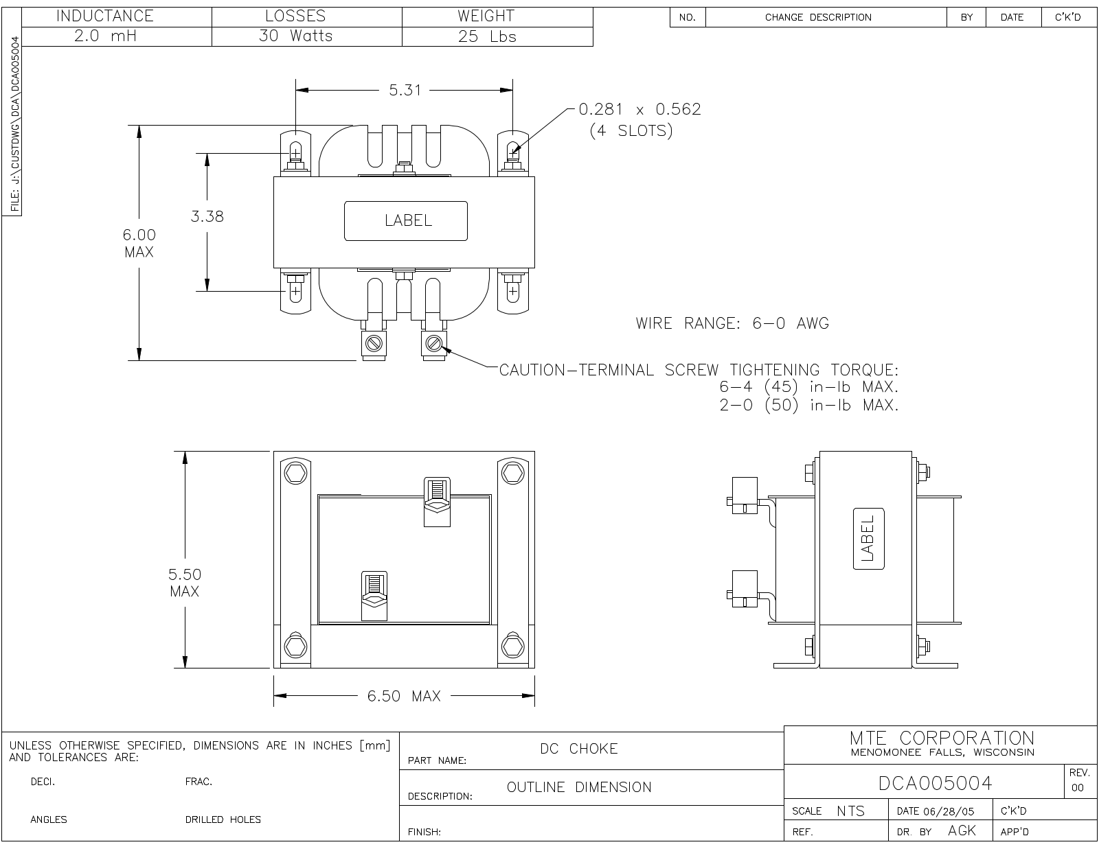 MTE DCA005004 CAD Drawings