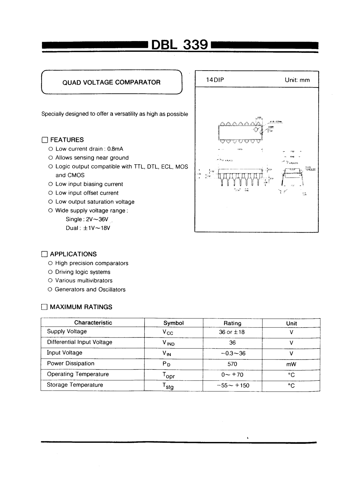 Daewoo Semiconductor DBL339 Datasheet