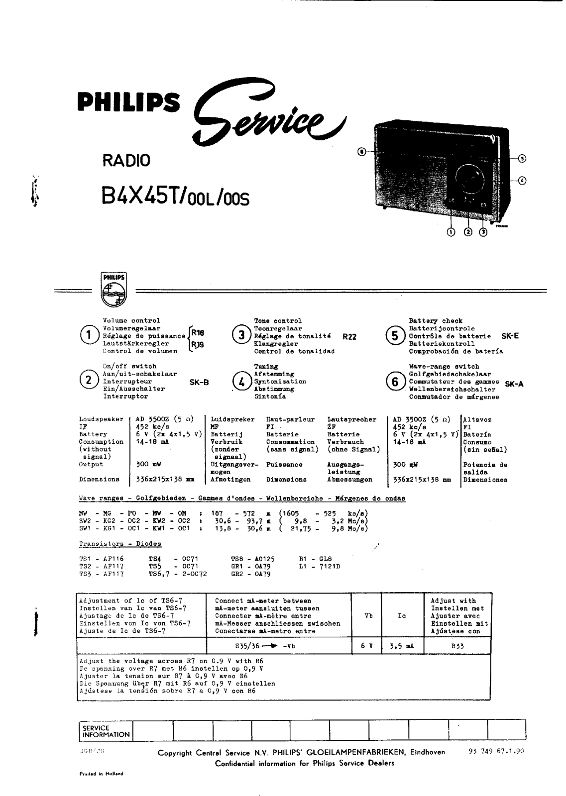 Philips B-4-X-45-T Service Manual