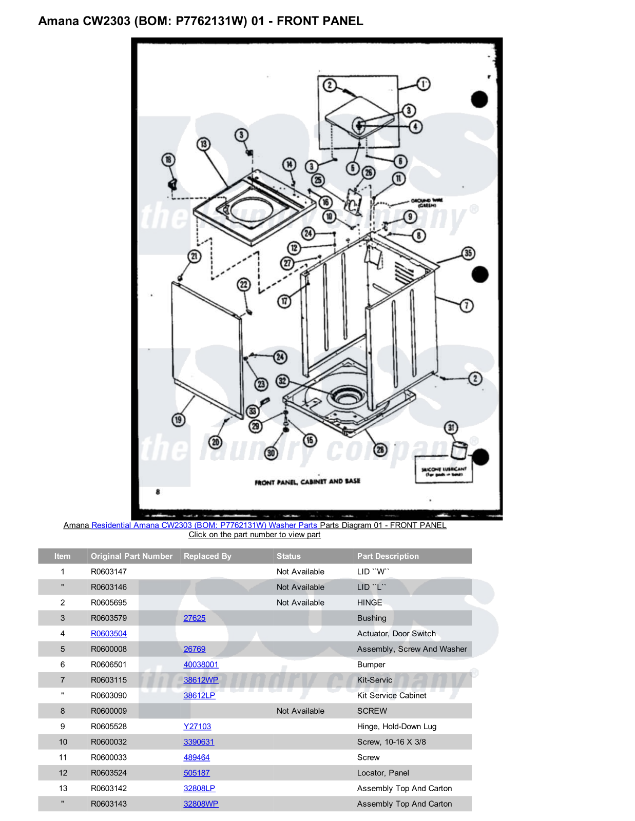 Amana CW2303 Parts Diagram