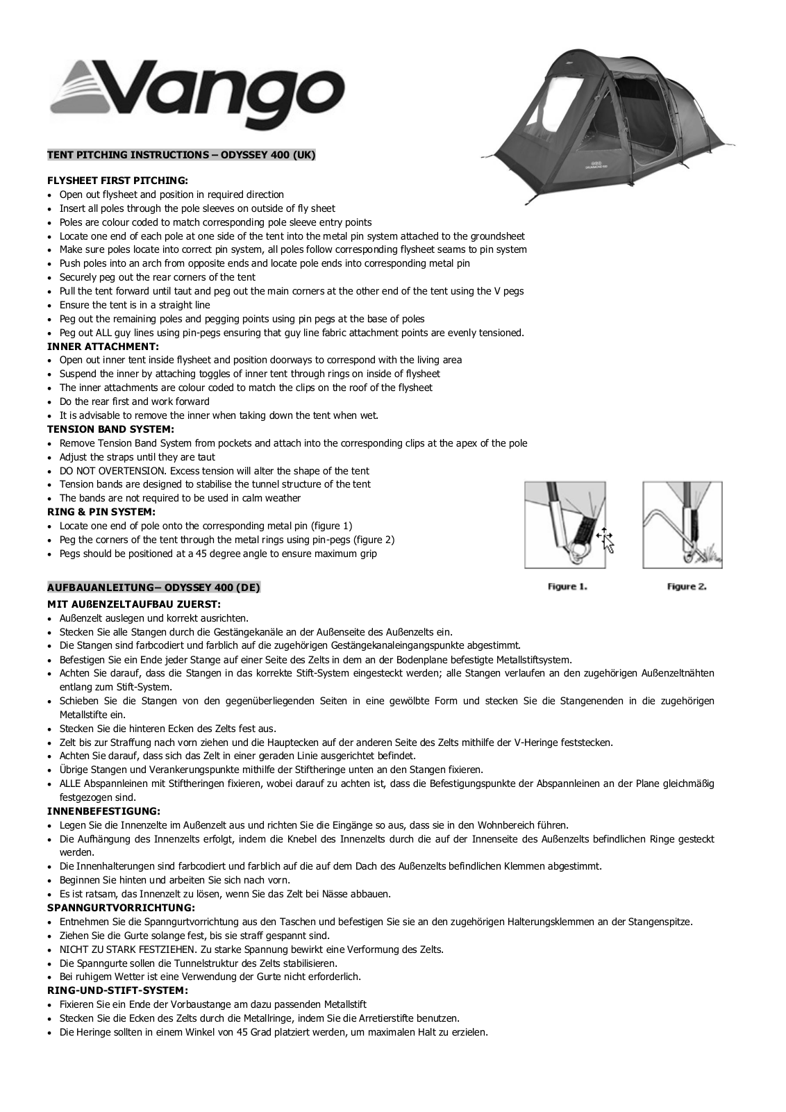 Vango Odyssey 400 User Manual