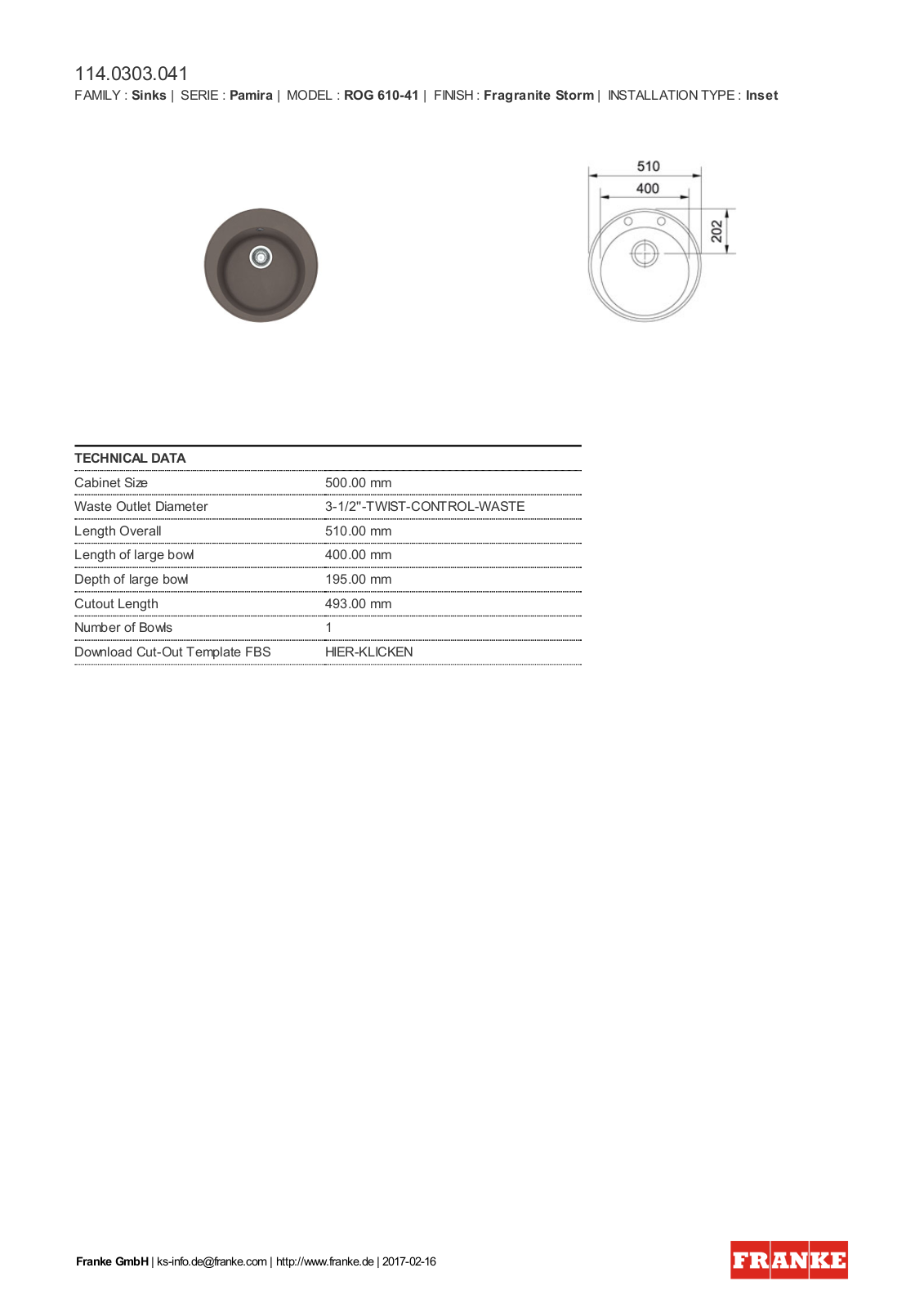 Franke 114.0303.041 Service Manual