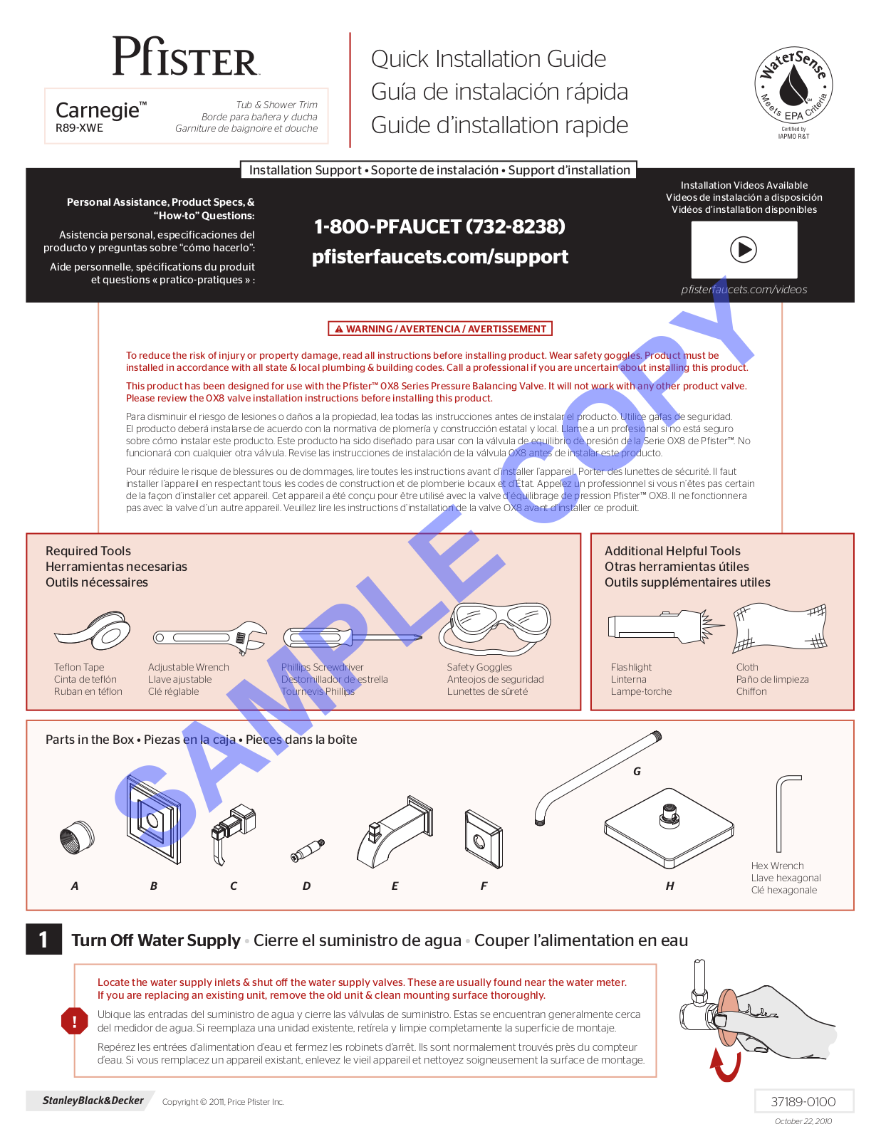 Pfister R89-7WEK User Manual