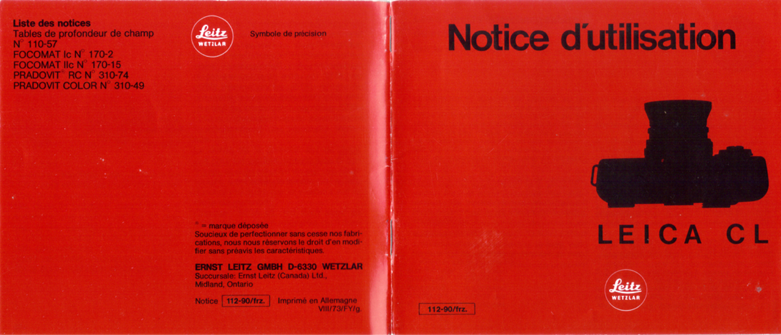 LEICA CL Instruction Manual