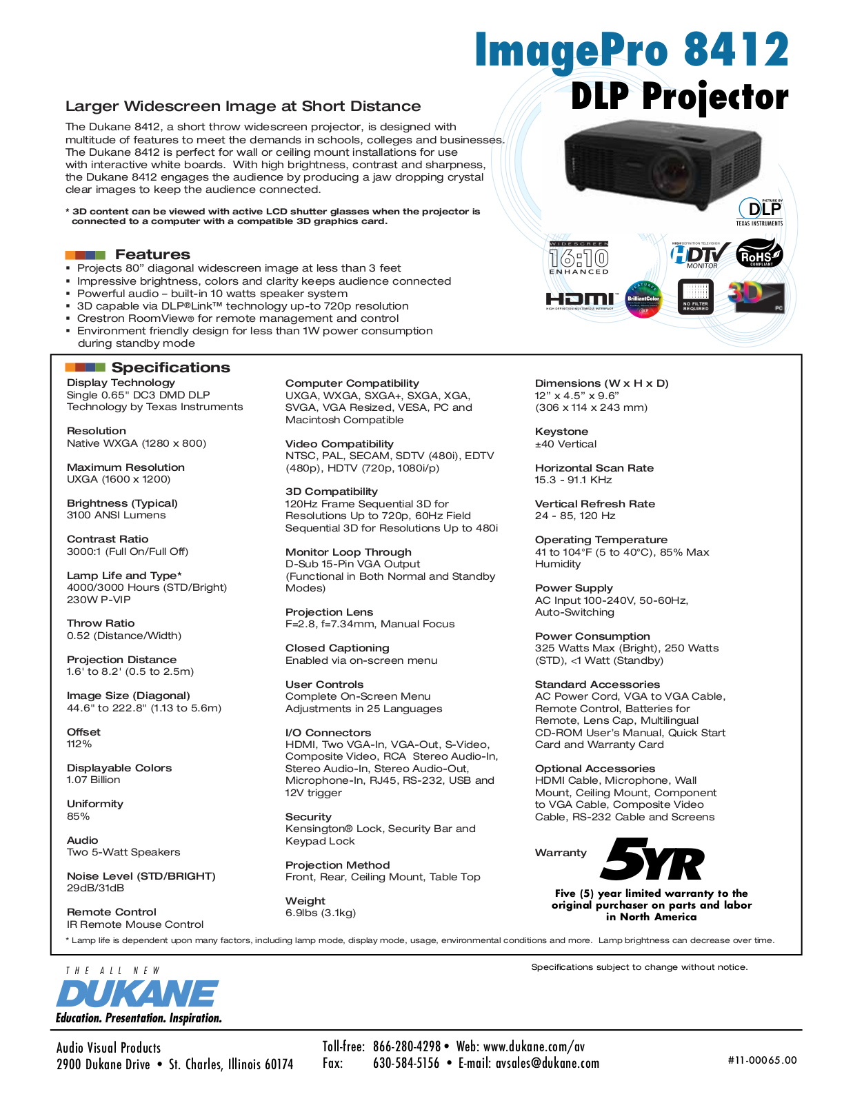 Dukane 8412 Product Sheet